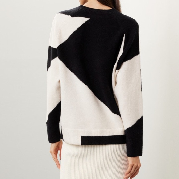 Club Monaco Intarsia Sweater in Black and Cream, XL - Picture 2 of 13